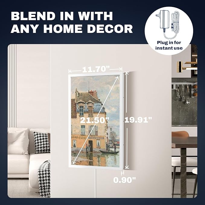 21.5 Inch Touchscreen Large Digital Picture Frame with FHD IPS Screen, 32GB WiFi Digital Photo Frame,Remote Control, Wall-Mountable, Share Photo/Video via Apps, Email, USB/Mirco SD, White