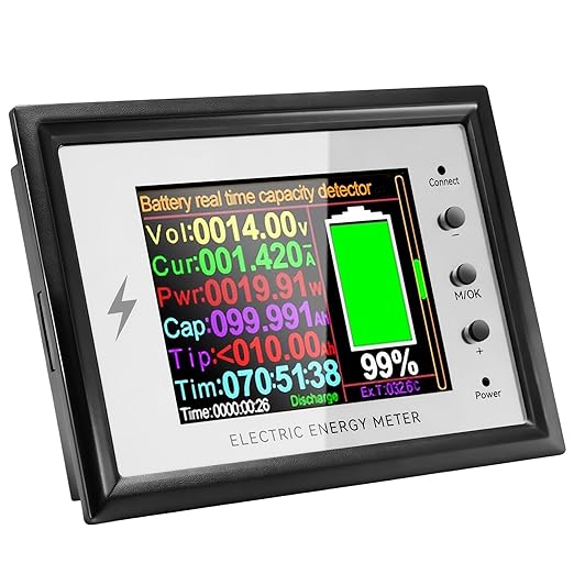 500A Battery Monitor with Shunt 0~420V 500A with Buzzer Alarm and Data Storage Batteries Monitor IPS Color Screen for 0~420V Any Battery and DC Power with 3m Type-C Data Cable Temperature Probe