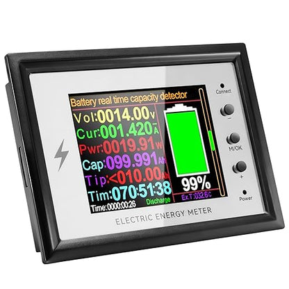 500A Battery Monitor with Shunt 0~420V 500A with Buzzer Alarm and Data Storage Batteries Monitor IPS Color Screen for 0~420V Any Battery and DC Power with 3m Type-C Data Cable Temperature Probe