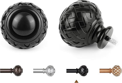 TONIAL Black Curtain Rod 32 to 120 Inches, 7/8 Adjustable Curtain Rods for Windows 20 to 116 Inches, Splicing Drapery Rods Heavy duty with Netted Texture Finials