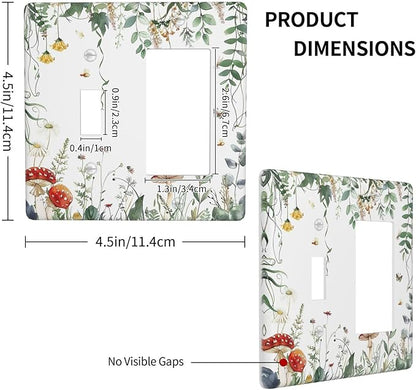 Outlet Covers Sage Plant Red Mushroom Butterfly Wild Flower 1 Toggle 1 Rocker Combination Decorative Wall Plate Electrical Switch Plates Light Switch Cover Plate For Bed Room Kids Room