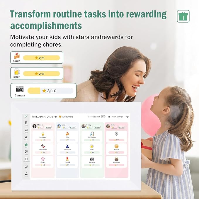 Zyyini 10.1 Inch WiFi Digital Calendar, Smart Family Planner with Touchscreen Display and Mobile Digital Calendar Wall Planner 32GB Memory for Home Scheduling and Chore Tracking (#3)