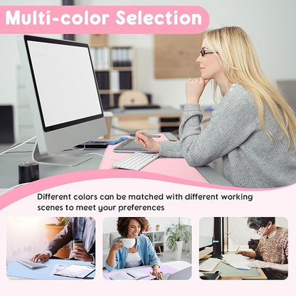 Konohan Heated Large Desk Mat PU Leather Warm Mouse Pad with 5 Heating Level & 4 Hour Auto Shut-Off Heating Keyboard Pad Warmer Gaming Mice Mat Only Supports 110v(Pink Color,23.6"x 14.2")