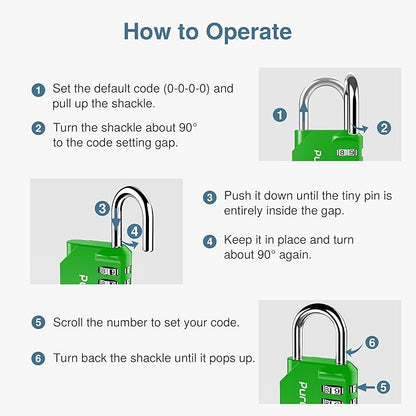 Puroma 4 Pack Combination Lock for Locker 4 Digit Outdoor Waterproof Padlock for School, Gym, Sports, Fence, Toolbox, Gate, Case, Outdoor, Hasp Storage, Cabinets (Green)