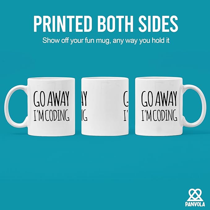 Panvola Go Away I'm Coding Coder Gift Computer Programming Programmer Student Graduation Birthday Valentines Christmas Drinkware Novelty Coffee Ceramic Mug White 11 oz White