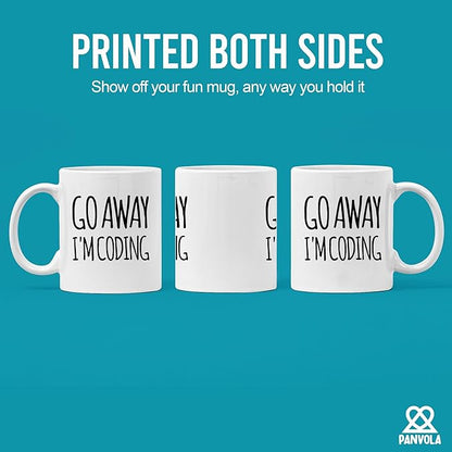 Panvola Go Away I'm Coding Coder Gift Computer Programming Programmer Student Graduation Birthday Valentines Christmas Drinkware Novelty Coffee Ceramic Mug White 11 oz White