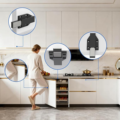 Push to Open Latches Jiayi Magnetic Push Open Catch Touch Latches for Cabinet Kitchen Drawer Closer Touch Release Open for RV Cupboard Door Damper, Large Push to Open Wardrobe Closure ((Black, 8 Pack)