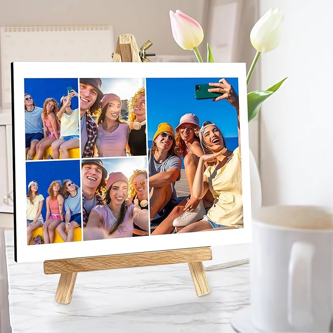 Custom Photo Frame with Stand, Personalized Picture Display, MDF and Wood Construction, Desktop Decor, Multiple Designs, Customizable Gift for Family and Friends