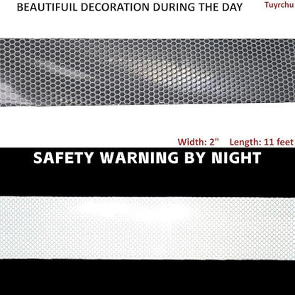 Non Fading Silver Reflective Tape 2 inch Wide, Outdoor Waterproof Safety Adhesive Stickers, High Visibility Industrial Marking Tape (11 feet)