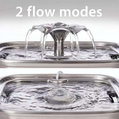 Veken Innovation Award Winner Stainless Steel Cat Water Fountain, 108oz/3.2L Automatic Pet Fountain Dog Water Dispenser with Replacement Filters & Silicone Mat for Cats, Dogs, Multiple Pets (Silver)