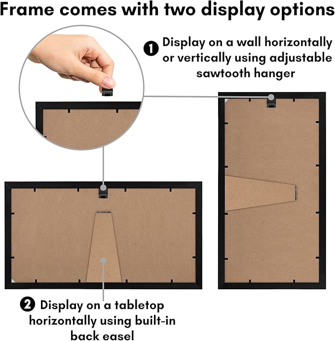 Americanflat 8x16 Picture Frame with Shatter-Resistant Glass - Signature Collection - Gallery-Style Frames Made of Engineered Wood - Photo Frame for Tabletop and Wall Display - Black