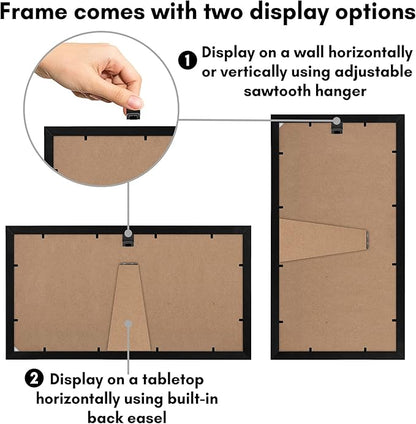 Americanflat 8x16 Picture Frame with Shatter-Resistant Glass - Signature Collection - Gallery-Style Frames Made of Engineered Wood - Photo Frame for Tabletop and Wall Display - Black