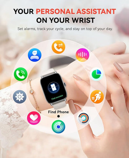 Smart Watches Fitness Tracker for Men Women with Step Counter, Sleep Calorie Monitor, Pedometer, IP68 Waterproof, 120+ Sports for iPhone Android, 1.91” Touchscreen Smartwatch (Casual, Starlight, 1.91)