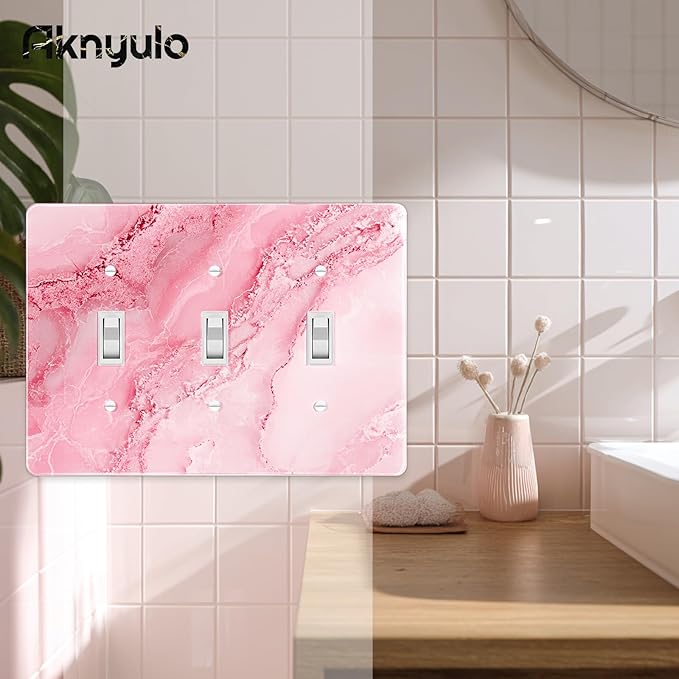 Abstract Pink Marble Design Acrylic Wall Plate Cover Switch Plate Cover Light Switch Cover Switch Cover Decorative 3 Gang Toggle Outlet Covers Switch Cover