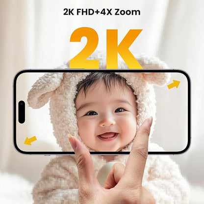 ieGeek Baby Monitor with 2 Cameras, 5" Large Screen Split-Screen Video Baby Monitor | 2K HD Non-WiFi Monitor with App & Parent Unit | Night Vision, 2-Way Audio, Cry Detection, Temperature Sensor