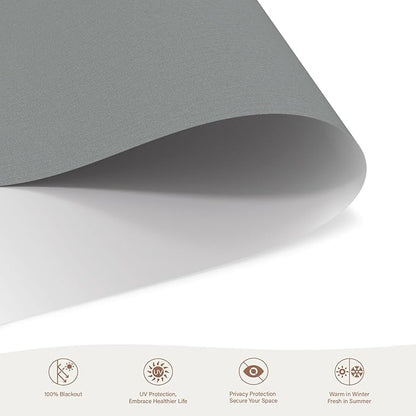 Motorized Roller Blinds with Remote, 100% Blackout Automatic Roller Shades for Bedroom, Bathroom, and Living Room, Customized Size, Moonlit Fog Gray