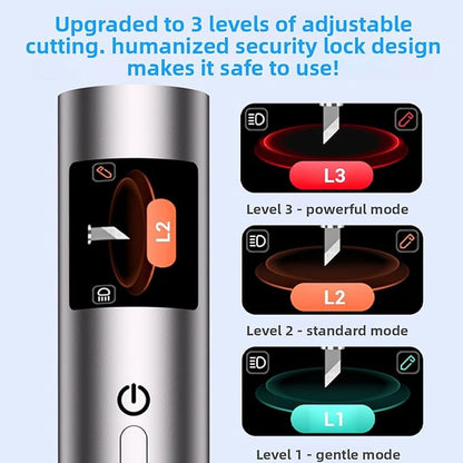 Vikye Ultrasonic Cutter, 40kHz Handheld Craft Cutting Tool 30W 3 Gears with 50 Replacement Blades OLED Display, for Plastic 3D Prints DIY (US Plug)