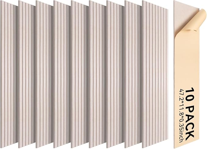 Self-Adhesive Acoustic Panels, 10 Pack Large Soundproof Wall Panel, High Density Sound Proof Panels, Decorative Absorbing Acoustic Treatment for Home Studio Office (Camel)