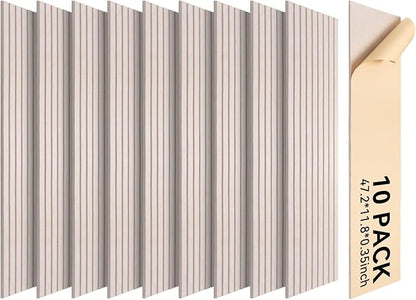 Self-Adhesive Acoustic Panels, 10 Pack Large Soundproof Wall Panel, High Density Sound Proof Panels, Decorative Absorbing Acoustic Treatment for Home Studio Office (Camel)