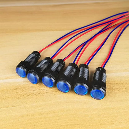 6pcs Blue LED Indicator Pilot Light 110VAC Mounting Hole Size 10mm(Flame Retardant Plastic Shell)