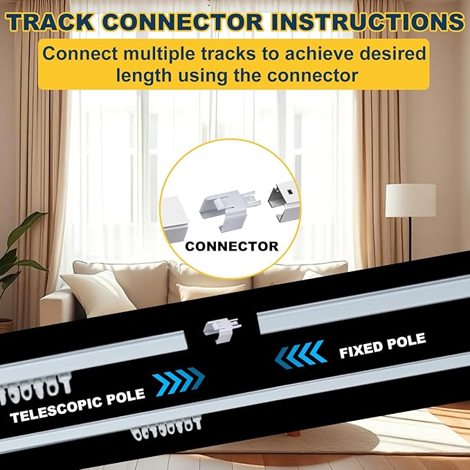 Retractable Curtain Track System, 3.6-5.9ft/43.3-70.9in Ceiling & Wall Mounting Aluminum Heavy Duty Track for Curtains with Silent Rollers, Adjustable Rod Rail for Room Divider/Shower/Living Room