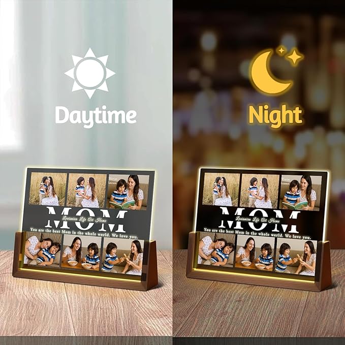 LOUISMIAA Customized Picture Frames with Night Light,Decorative Plaque Anniversary Birthday Mother’s Day Father’s Day Valentine’s Personalized Gifts for Boyfriend Girlfriend Couple Same Day Shipping