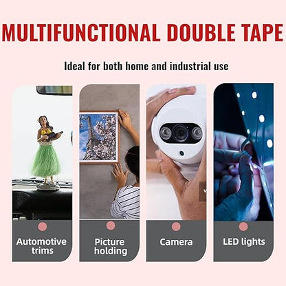 Double Sided Tape Heavy Duty, Adhesive Mounting Tape 1 in x 15.5 ft, Waterproof and Temperature Resistant Adhesive Strip Tape for Indoor, Outdoor, Automotive Trim, Home Decor