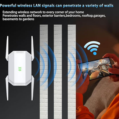 WiFi Extender Signal Booster, Dual Band Long Range Covers Up to 20000 Sq.Ft, Internet Booster for Home & Outdoor, Works with All Router, with Ethernet Port, Quick Setup WiFi Repeater