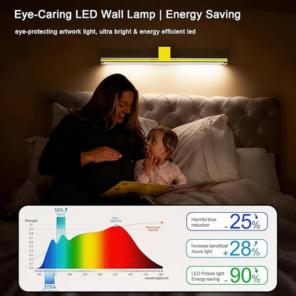 Picture Lights for Wall Battery Operated, Rechargeable Wireless Lights for Pictures on Wall with 3 Color Dimmable Remote for Painting Gallery Dartboard Poster Bedroom Frame Art Decor - Gold 16 inch