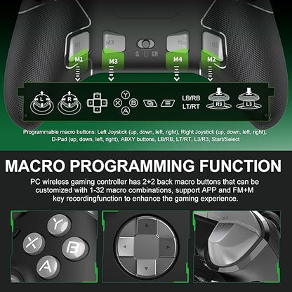 PXN P5 PC Gaming Controller, 2.4G Wireless Gaming Controller, Hall Effect Joystick, Hall Triggers, Dual Vibrators, APP, POM, Wake-up, 4-Macro, 3-Mode(2.4G/BT/SW), for PC,Switch,Android,iOS - Black