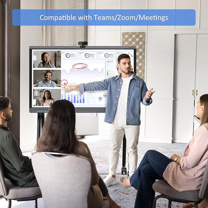 Shiarffe X5 Smart Board with Stand 4K Interactive Whiteboard EDLA-Certified All-in-One Touchscreen Digital Display Built-in 48MP Camera Mics and Speaker for Classrom Hybrid Work