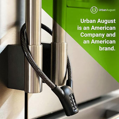 Urban August Max Refrigerator Cabinet Locks for Adults Kids Toddlers - Premium Cable Locks with Combination 4-Digit Code - Cut-Resistant Easy-to-use Multifunctional French Door Lock - One Pack