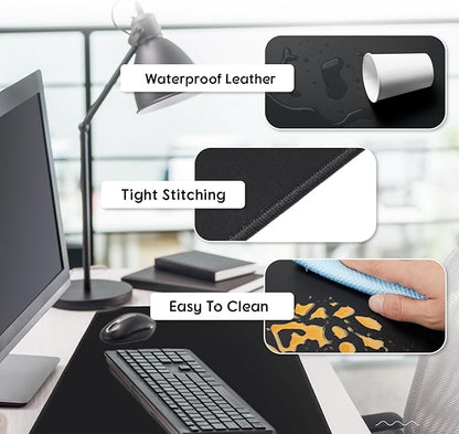 Konohan Heated Large Desk Mat PU Leather Warm Mouse Pad with 5 Heating Level & 4 Hour Auto Shut-Off Heating Keyboard Pad Warmer Gaming Mice Mat Only Supports 110v(Black Color,35.4"x 14.2")