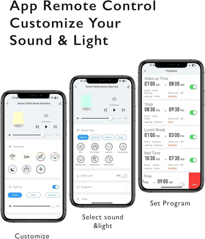 Baby Sound Machine, Momcozy White Noise Machine for Baby Sleeping with Night Light, Toddler Sleep Trainer with 34 Soothing Sounds, Timer, App Remote Control, Personal Sleep Routine (Blue)
