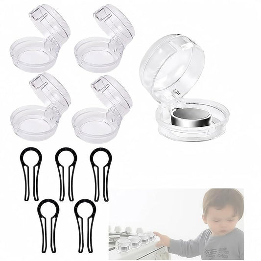 5Pack Stove Knob Safety Covers, Gas Stove Knob Covers for Child Safety, Baby Proofing Oven Knob Locks with Secure Adhesive – Child & Pet Proof Stove Knob Covers