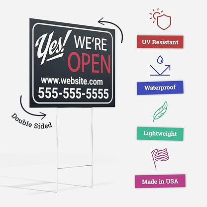 36x24" Double Sided Customizable Outdoor Yard Sign made from Corrugated Plastic with Metal "H" Stake, Easy to Design, Sign for Business, Garage or Yard Sale, Home, Office, (36" x 24")