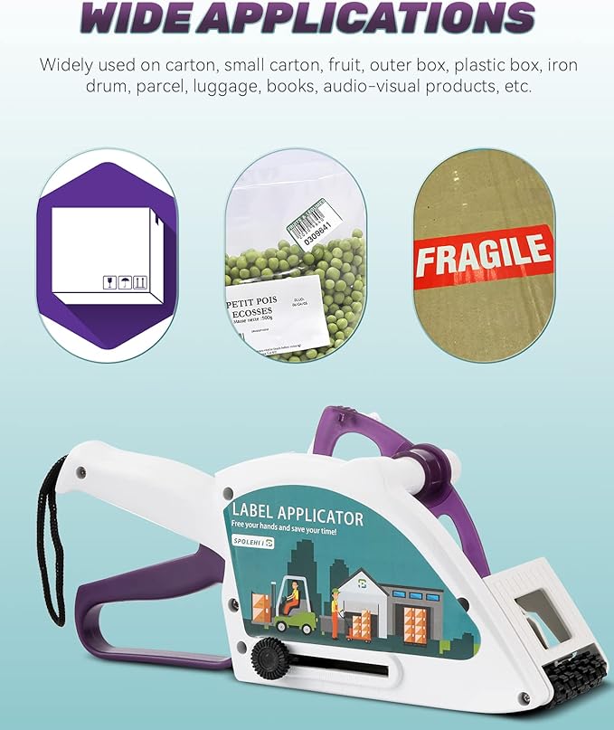 Label Applicator, Portable Barcode Applicator Gun Manual Label Applicator Round Square Flat Bottle Labeling Machine Hand Held Sticker Labeler for 1” 3” Label Core