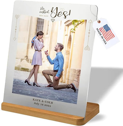 LOUISMIAA Custom Metal Picture Frame Prints,Personalized Photo Frames with Easel,Customized Metal Collage Picture Frame Gift for Family,Lover and Friend