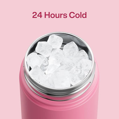 Kids Insualated Water Bottle with Straw - 12oz Stainless Steel Water Bottle with Dual Spouts, Leak-Proof, BPA-Free, Double Wall Vacuum Keeps Cold for 24 Hours for Sports, Travel, School (Tulip)