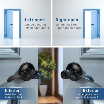 Knobonly 10 Pack Matte Black Door Lever Privacy Door Handles, Zinc Alloy Door Handle Interior, Keyless Lock for Bedroom or Bathroom