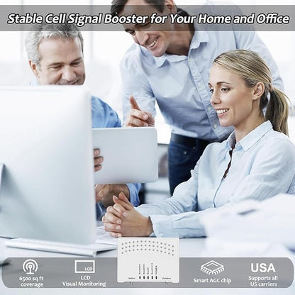 Cell Phone Booster for Home, Up to 2500 Sq.Ft, Cell Phone Signal Booster for Band 5/12/13/17,Boost 5G 4G LTE 3G Data for All U.S. Carriers, FCC Approved (White)