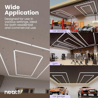 Neatfi LED Bright Garage Light, 35,200 Lumens, Ceiling Lighting for Auto Shops, Car Detailing, Gym, Basement, Warehouse, Barber and Beauty Salons (Cool White, 2 Rectangles with Hanging Kit)