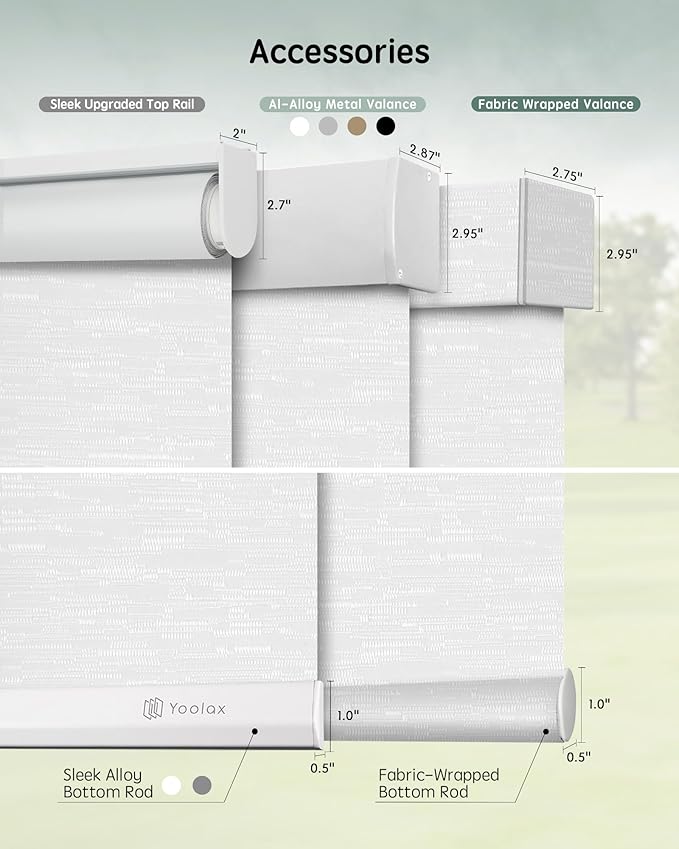 Yoolax Motorized Blinds with Remote, Smart Blinds for Windows Motorized Roller Shades, Automatic Window Shades Compatible with Alexa Custom Size (Light Filtering-Jacquard White)