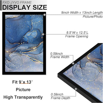 9x13 Picture Frame Set of 3, Black Frame for 9 x 13 Inch Picture Poster Photo, Light Weight and High Transparent 9 by 13 Frame for Wall - 3 Pack/Black/9"x13"