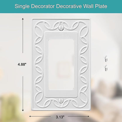 Single Decorator Light Switch Cover NovaBloom Metal Wall Plate, 4-Pack White 1 Gang Single Rocker, for Receptacle Dimmer Switch Cover GFCI Outlet Decorative Wallplate, Durable