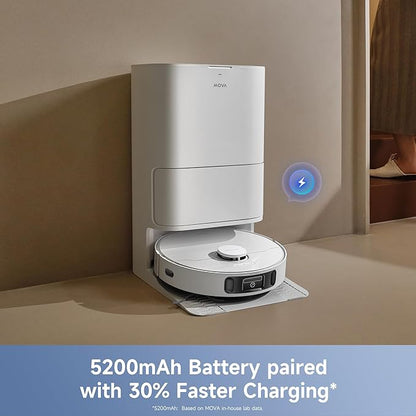 Mova E40 Ultra Robot Vacuum and Mop, 19,000Pa Suction, Extenable & Liftable Mop, All-in-One Station, Auto-Empty, Auto Washing & Hot Air Drying, 360°Obstacle Avoidance, App & Voice Control