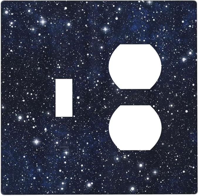 Decorative Outlet Covers Blue Galaxy Universe Space Stars 2 Gang Wall Plate Cover Single Toggle Duplex Combo Two Switch Light Switch Cover Plate Jumbo Dual GFCI Faceplate