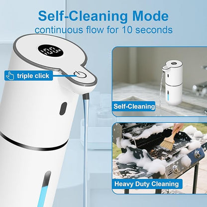 Automatic Liquid Soap Dispenser Touchless, USB Rechargeable Smart Hand Soap Dispenser, 6-Level Adjustable, 12.8oz/380mL Wall Mounted for Bathroom Kitchen Dish Soap-White