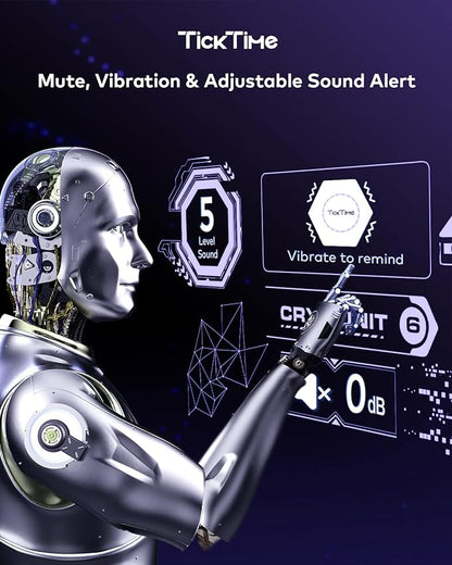 Ticktime Pomodoro Timer, Productivity Timer Cube, 5/15/25/30/45/60 Min Presets, Custom Countdown & Stopwatch 1s–99m59s, Sound/Vibration/Silent, Magnetic, Rechargeable, for ADHD Study Work,Violet