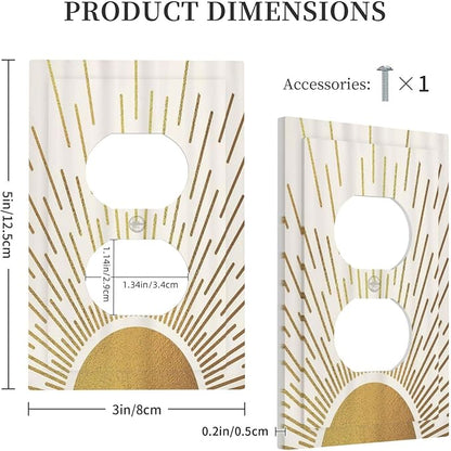 Decorative Outlet Covers Boho Mid Century Gold Sun Sunbeams 1 Gang Duplex Light Switch Cover Plate Unique Wall Plates for Electrical Outlets Switch Plate Covers for Bedroom Home Decor